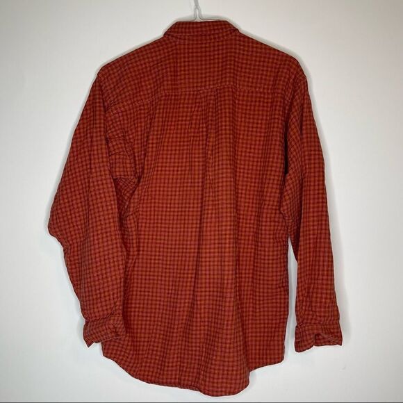Patagonia Orange-Rust Plaid Long Sleeve Outdoor Adventure Shirt in Size Medium - Picture 3 of 7